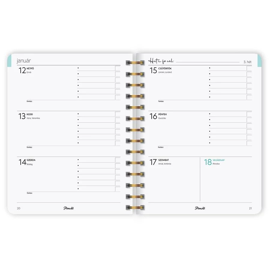 *48396 HATÁRIDŐNAPLÓ LIZZY 2026 PlanAll 6.0 B5 classic spirálos heti tervező