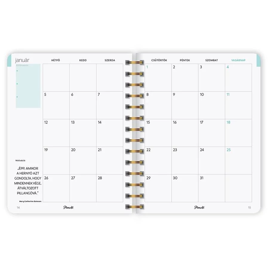 *48396 HATÁRIDŐNAPLÓ LIZZY 2026 PlanAll 6.0 B5 classic spirálos heti tervező