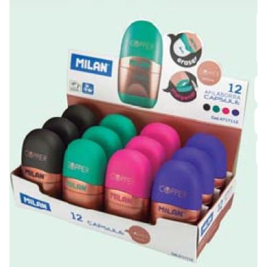 *49067 HEGYEZŐ+radír MILAN 1-es tartályos Capsule Cop Copper  4717112