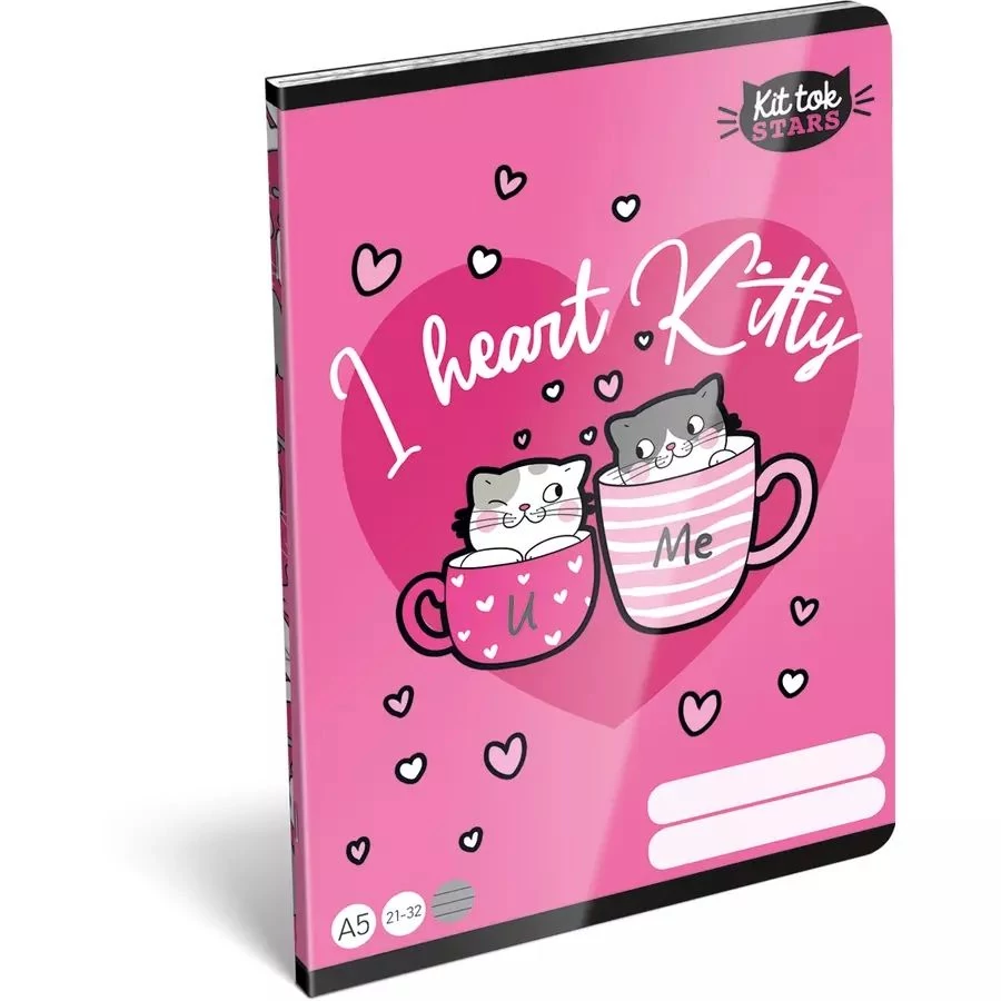 FÜZET A5 LIZZY vonalas 21-32 KitTok Heart Kitty