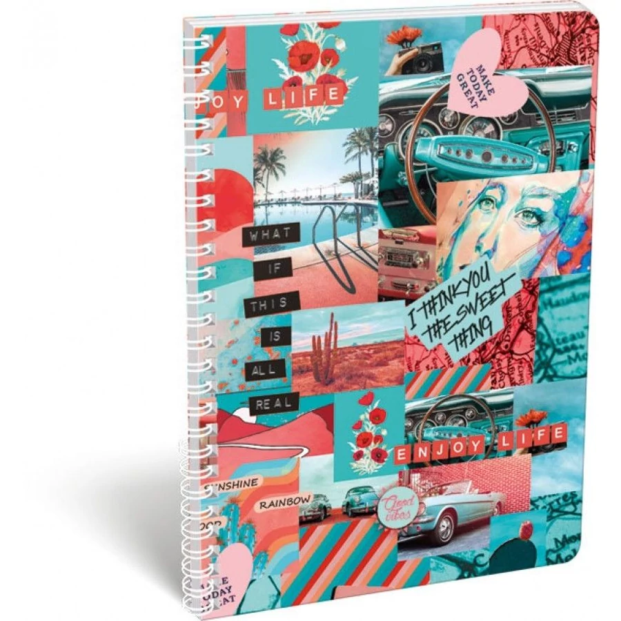 *49811 FÜZET spirál A4 LIZZY vonalas 70l Good Vibes Mood