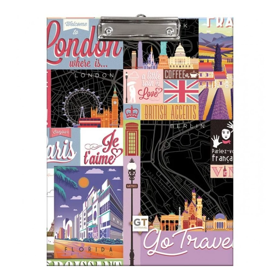 *50542 FELIRÓTÁBLA A4 LIZZY Go Travel Black Map