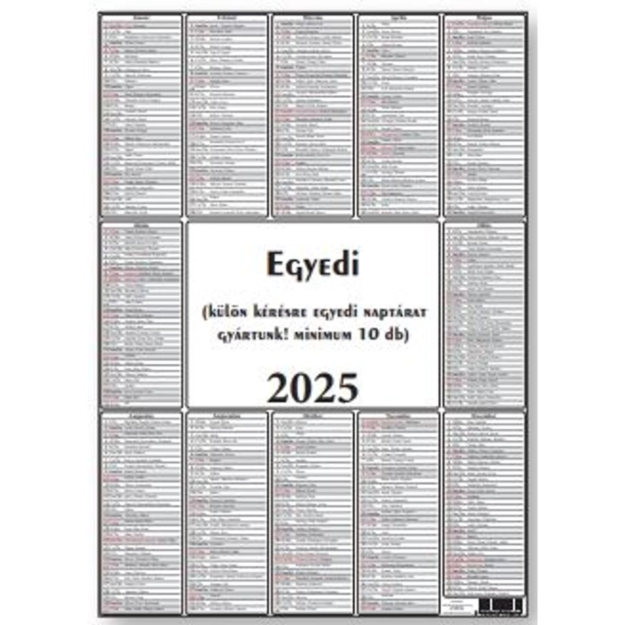 *50660 PLAKÁTNAPTÁR 2025 A3 297*420mm T-Calendar éves tervező mintás