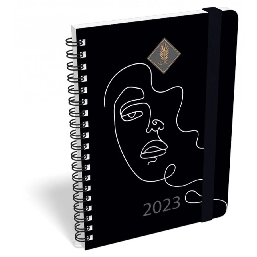 *50714 HATÁRIDŐNAPLÓ 2023 B6 heti Lizzy Xlook spirálozott gumis