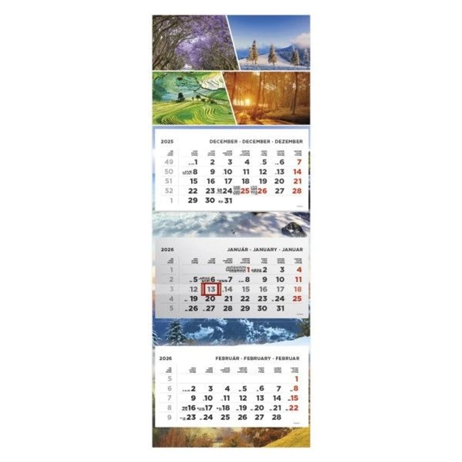 *50994 FALINAPTÁR SPEDITŐR 2026 3 tömbös 3 havi T080 képes 31,5*85,2cm