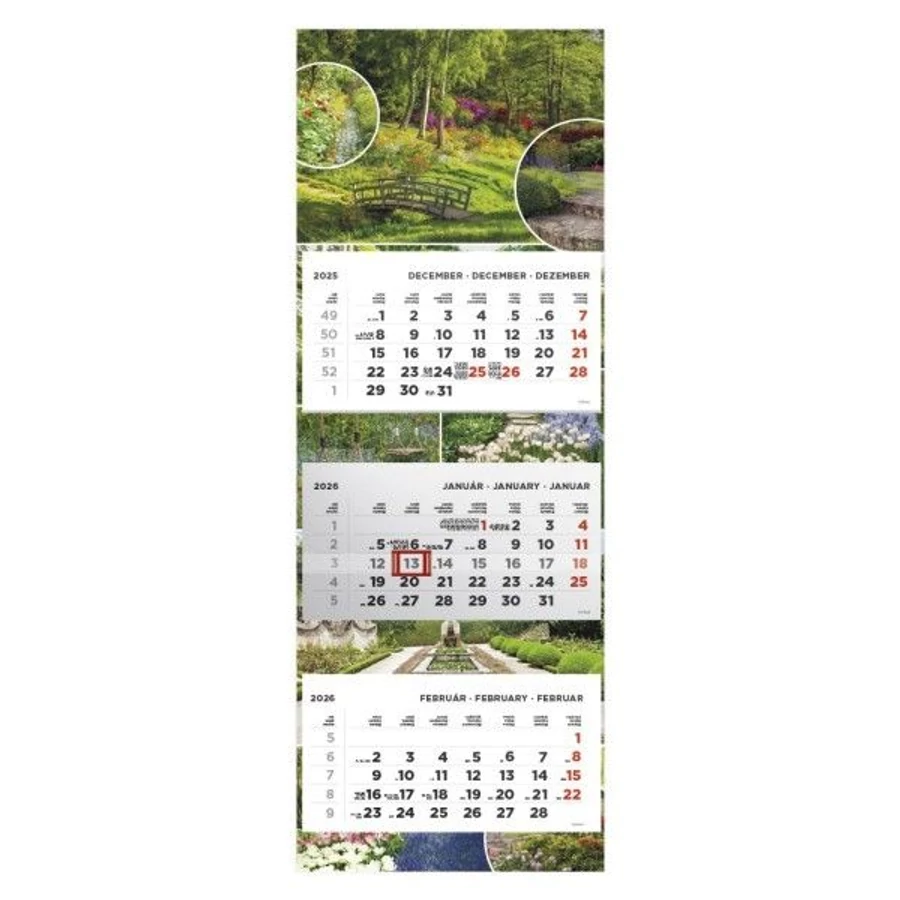 *50994 FALINAPTÁR SPEDITŐR 2026 3 tömbös 3 havi T080 képes 31,5*85,2cm