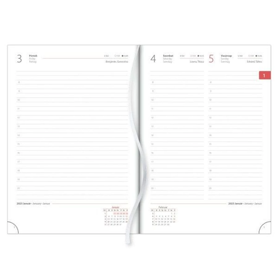 *51061 HATÁRIDŐNAPLÓ 2025 A5 napi DAYLINER