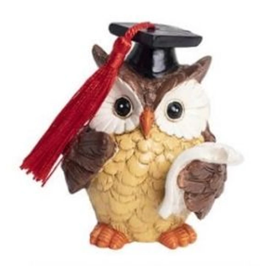 *51492 BALLAGÁSI KERÁMIA álló barna bagoly oklevéllel 7,5cm