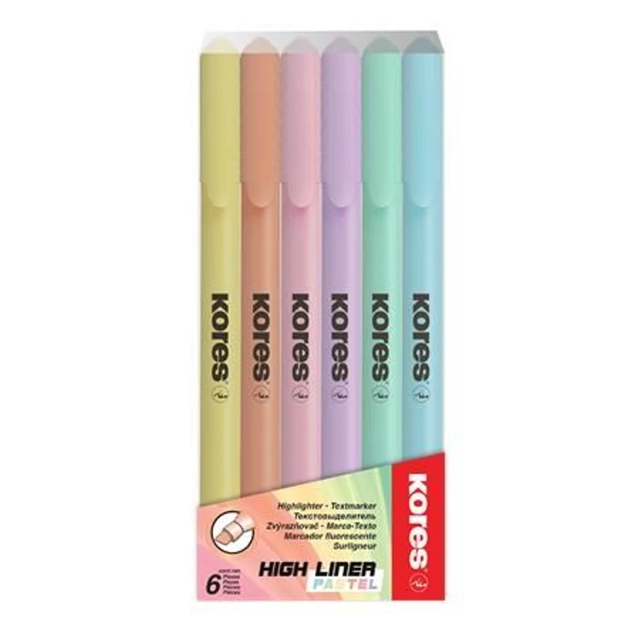 *51560 SZÖVEGKIEMELÖ szett 0,5-3,5mm KORES pasztell 6db/csom