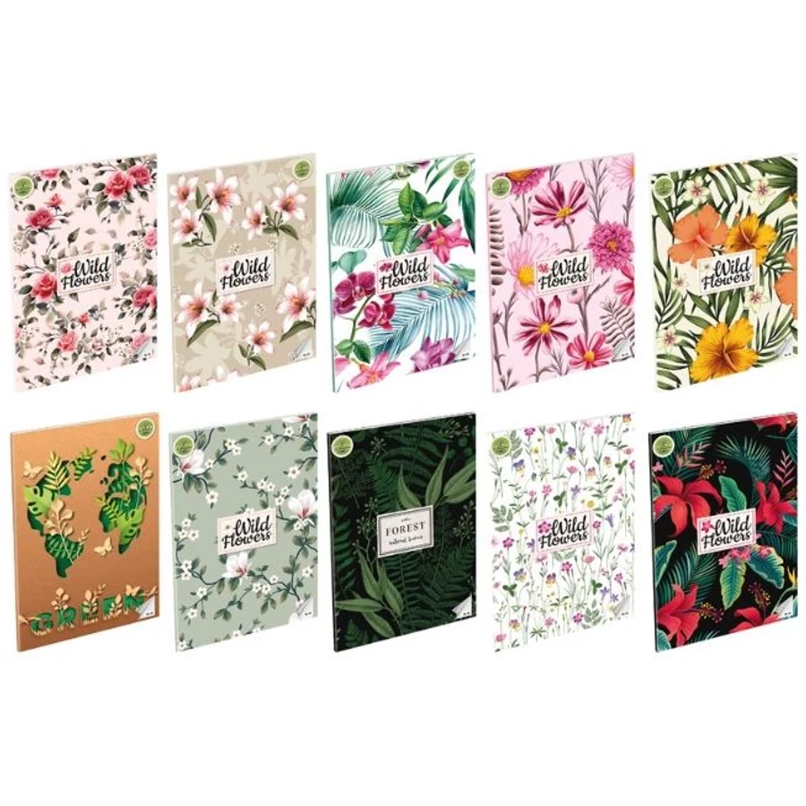 *52054 FÜZET A4 T-CREA ECO sima 40lap 80-40 Wild Flowers