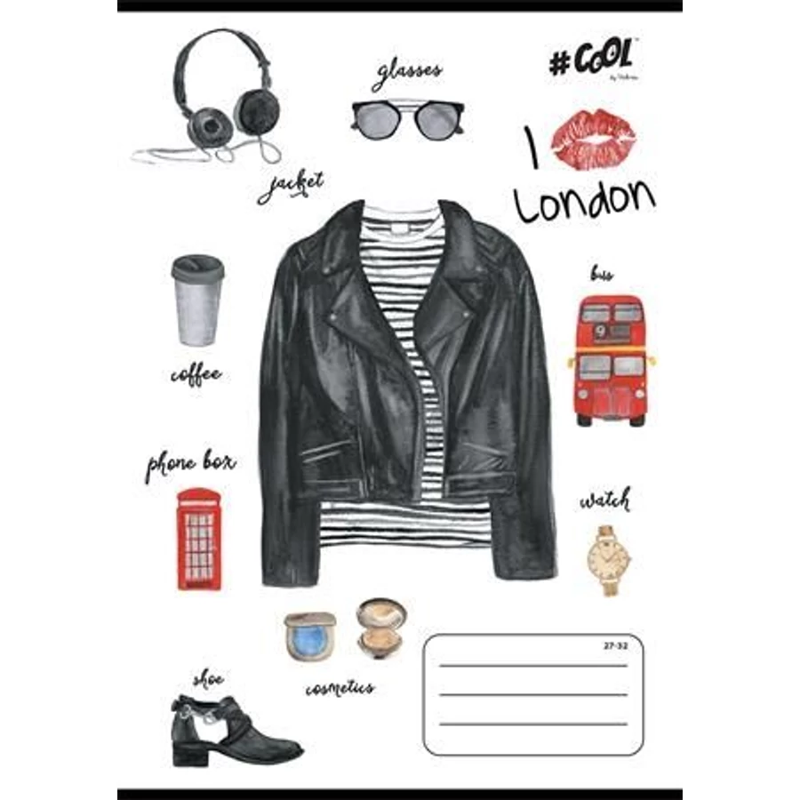 FÜZET A5  COOL by Victoria  mintás kockás 27-32  32lap (Boho Fashion, ISVFC67)