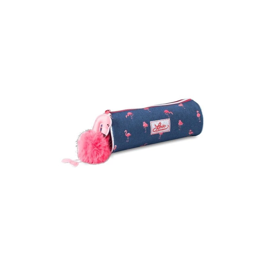 TOLLTARTÓ neszeszer LANNOO Love henger, sötétkék/pink flamingós