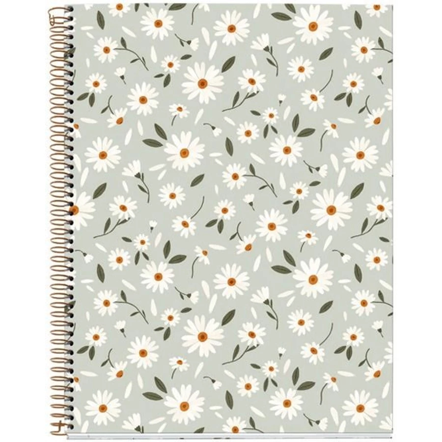 *52655 FÜZET spirál A4 MQ Green Flowers 4*30lap # karton fedl. 46932