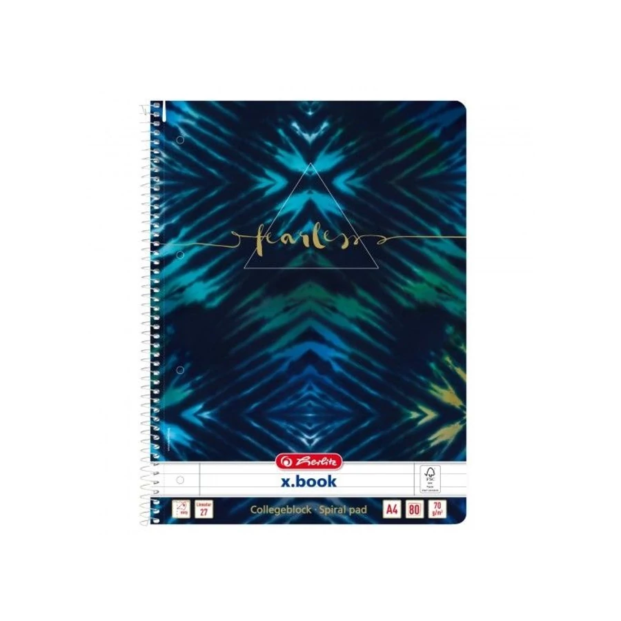 *52925 FÜZET spirál A4 HERLITZ vonalas 80l lyukasztott Batik