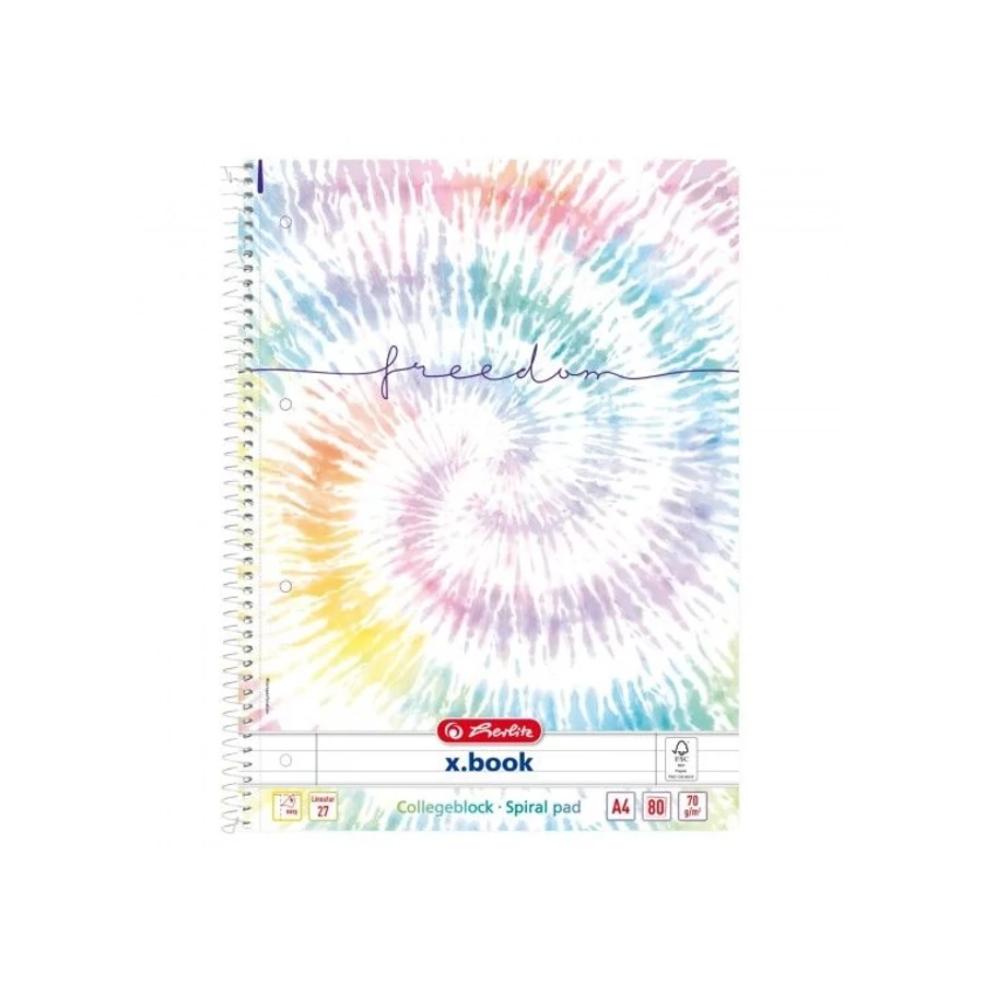 *52925 FÜZET spirál A4 HERLITZ vonalas 80l lyukasztott Batik