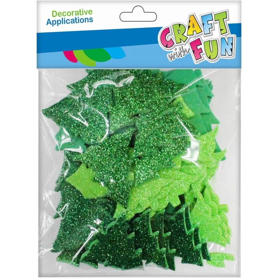 *52936 DEKORGUMI öntapadós Karácsonyfák csillogós 60db