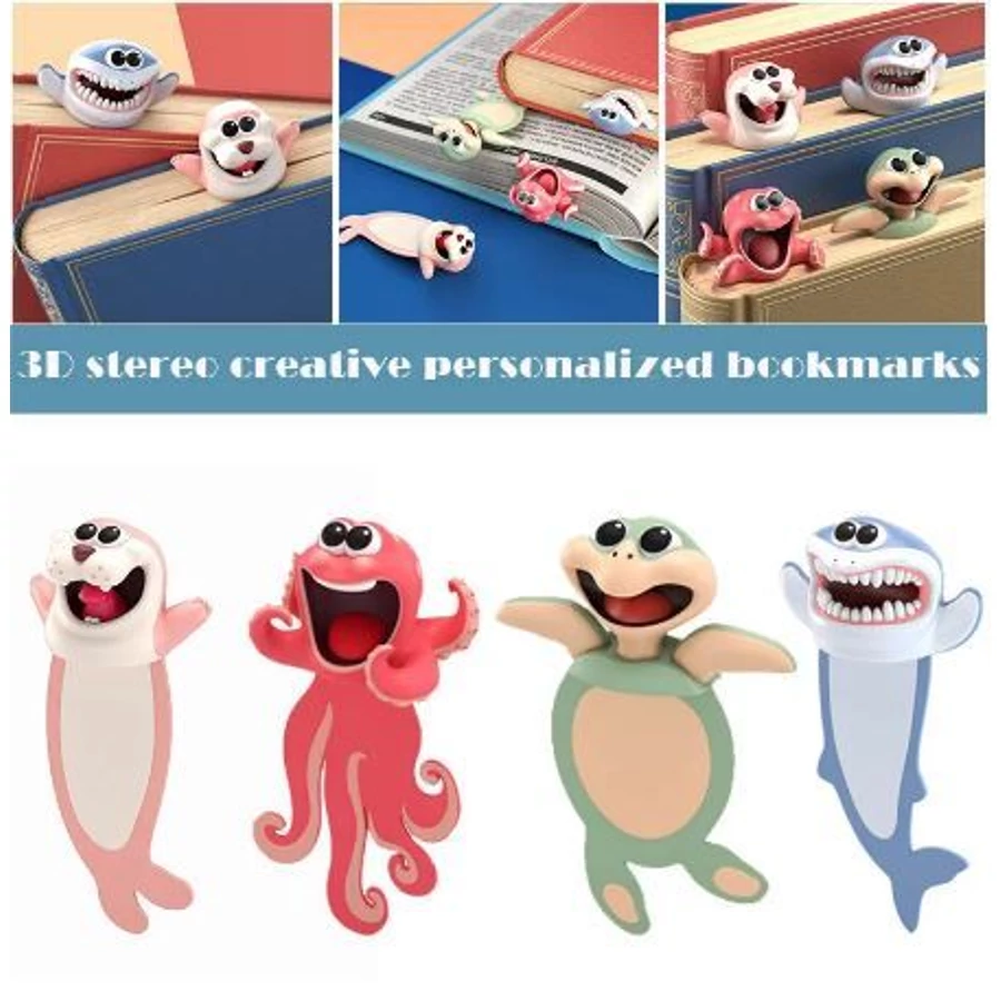 *53355 KÖNYVJELZŐ műa. 3D állatfigurás   viziállatok