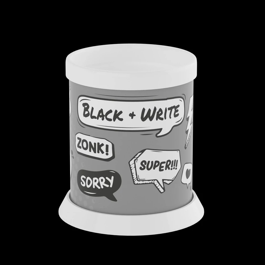 *53621 ÍRÓSZERTARTÓ pohár ICO Black and Write műa.