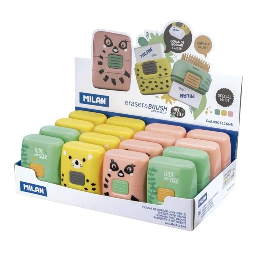 *53669 RADIR MILAN Compact Brush Hide and seek radír+ecset  4901116HS