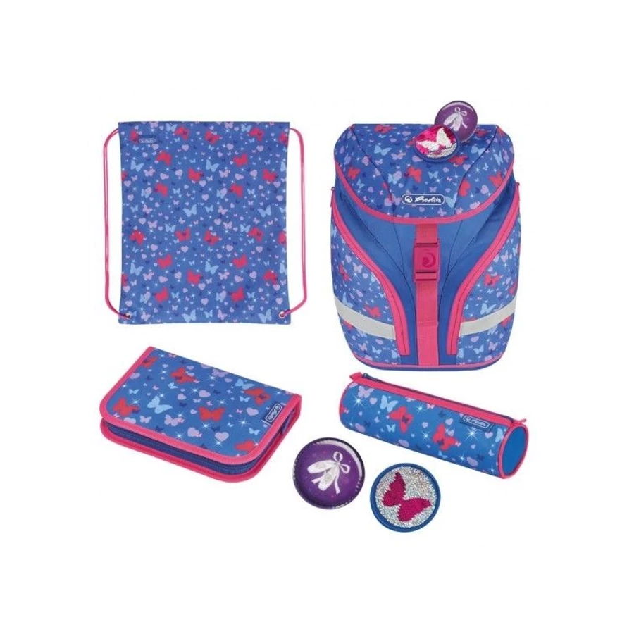 *53793 Iskolatáska HERLITZ Soft Light Plus töltött 4db-os Butterfly