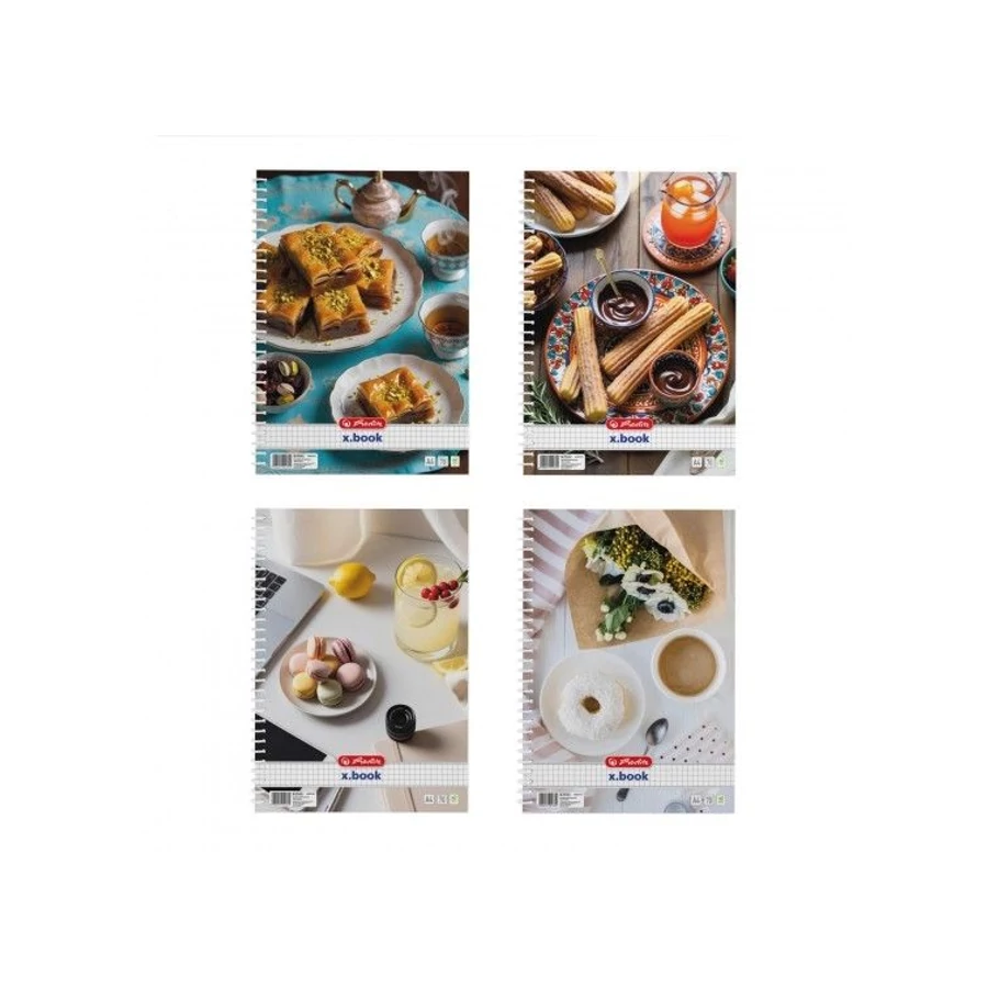 *53991 FÜZET spirál A4 HERLITZ kockás  70l  Taste the Gobe