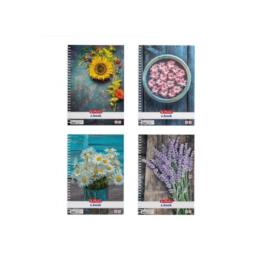 *53992 FÜZET spirál A4 HERLITZ vonalas 70l Flower