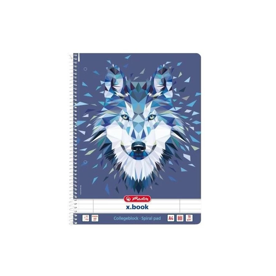 *53994 FÜZET spirál A4 HERLITZ vonalas 80l lyukasztott Wild Animals