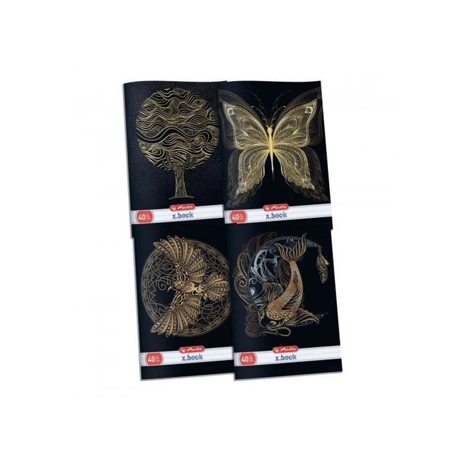*54054 FÜZET A4 HERLITZ UV vonalas 40l Black&Gold