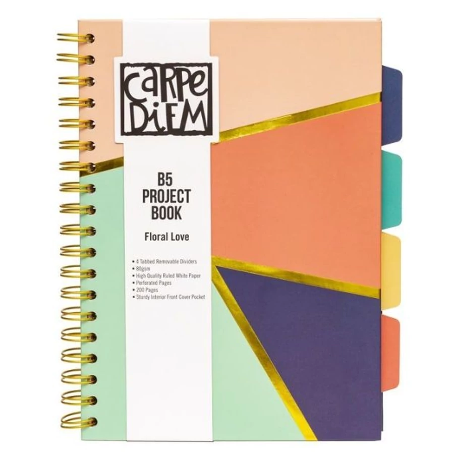 *54334 FÜZET spirál B5 PUKKA PAD Floral Love, 200 oldal,PP,vonalas 9033-CD/GC/HT/NF