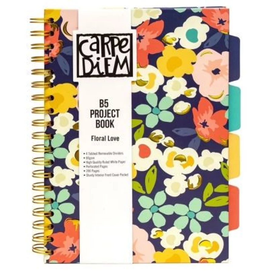 *54334 FÜZET spirál B5 PUKKA PAD Floral Love, 200 oldal,PP,vonalas 9033-CD/GC/HT/NF