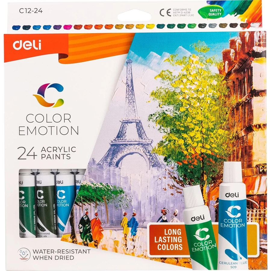 *54364 AKRILFESTÉK készlet 24 DELI Color Emotion  12ml   C12-24