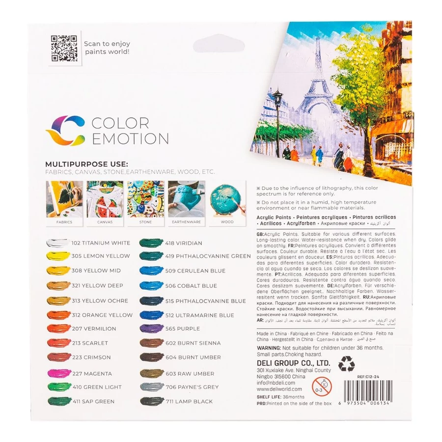 *54364 AKRILFESTÉK készlet 24 DELI Color Emotion  12ml   C12-24