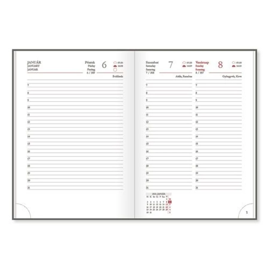 *54660 HATÁRIDŐNAPLÓ 2023 A5 napi Period Border körbevarott