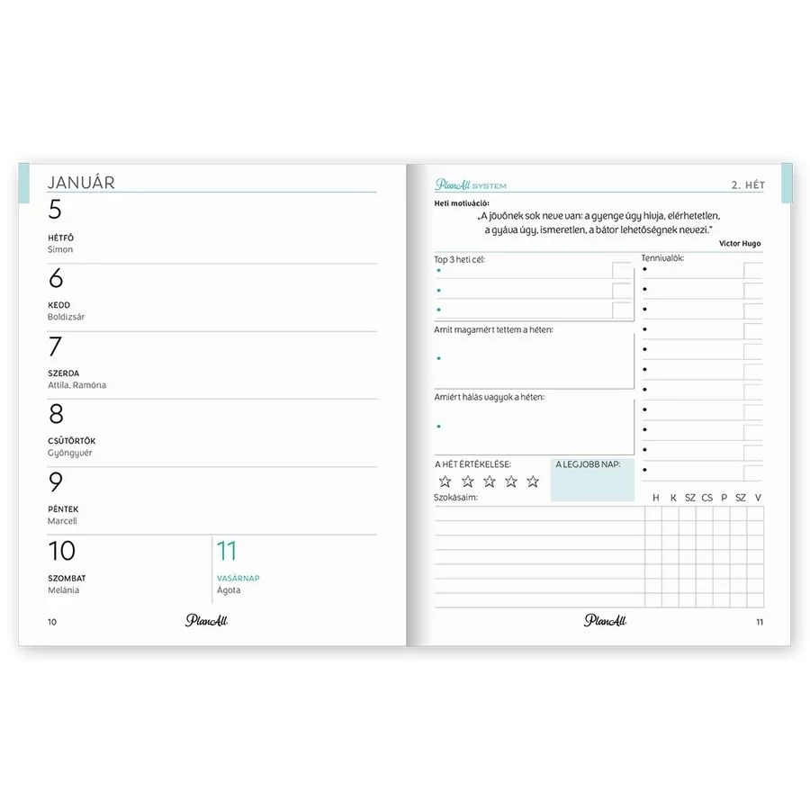 *54730 HATÁRIDŐNAPLÓ 2026 B6 11*14cm  mini heti tervező PlanAll