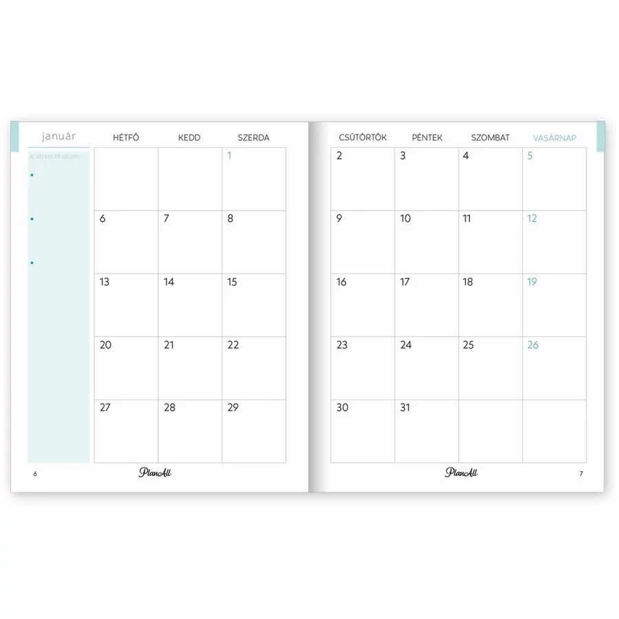 *54730 HATÁRIDŐNAPLÓ 2026 B6 11*14cm  mini heti tervező PlanAll