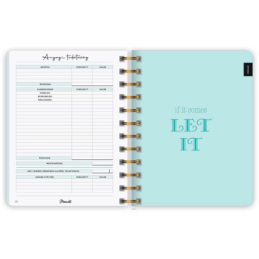 *54801 HATÁRIDŐNAPLÓ LIZZY 2026 PlanAll midi B6 classic spirálos heti tervező