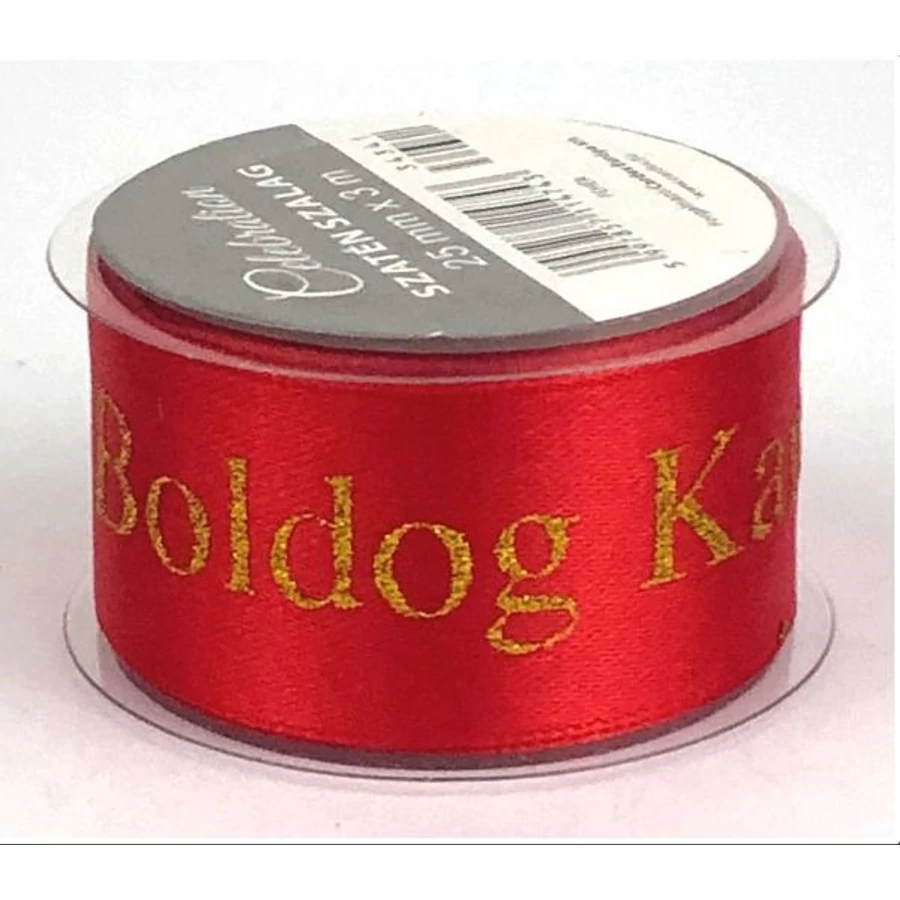 *54868 SZATÉN SZALAG CARDEX feliratos 25mmx3m Boldog karácsonyt vegyes szín