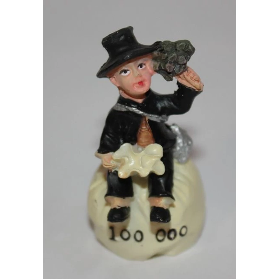 *55098 KERÁMIA  kéményseprő lóherével, pénzeszsákkal  5cm