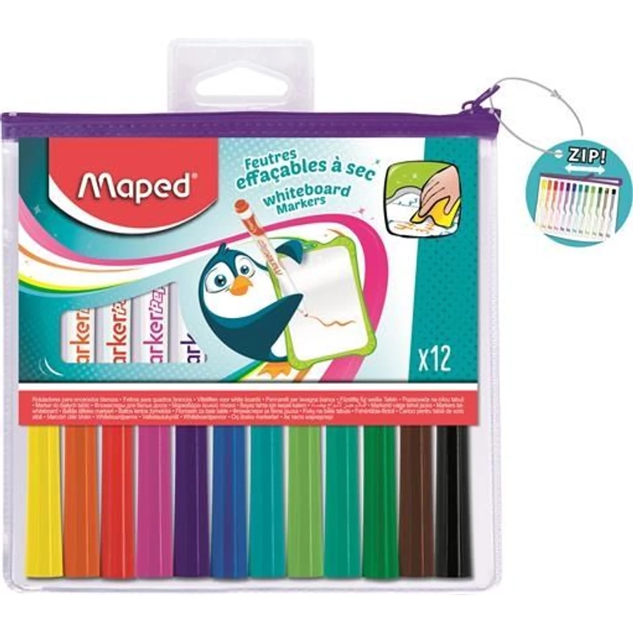 *55290 TÁBLAMARKER készlet fehértáblához MAPED "Marker Peps" 1,5mm 12db/cs