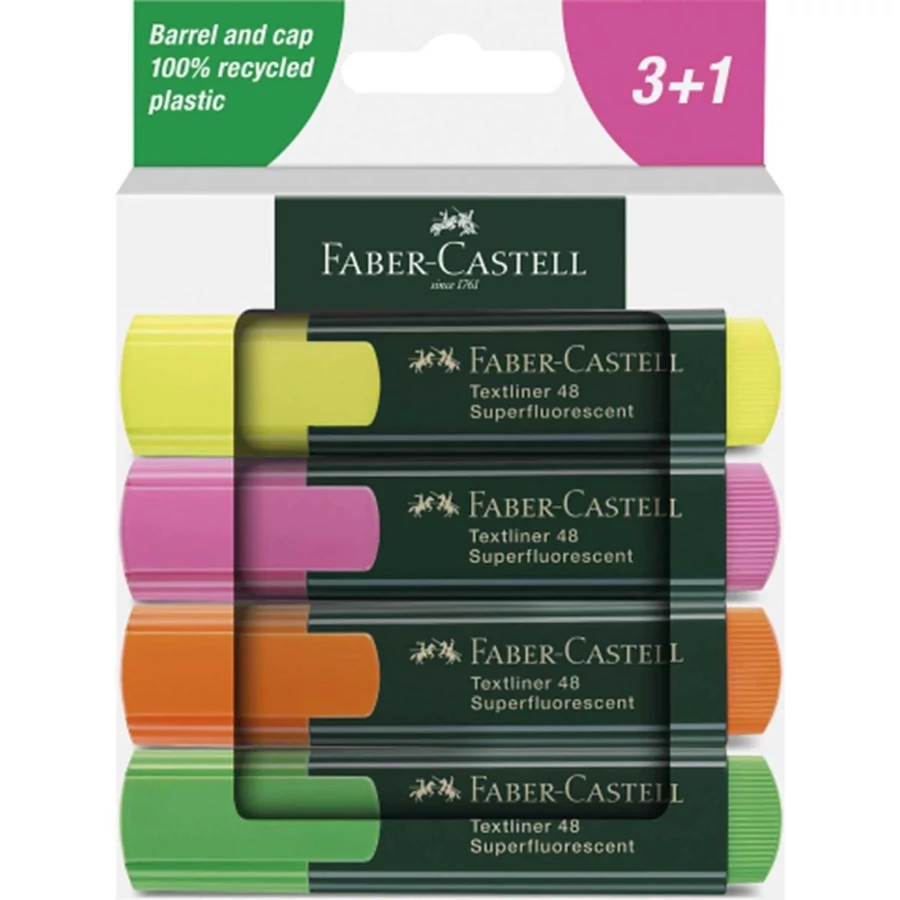*55409 SZÖVEGKIEMELŐ készlet FABER CASTELL "Textliner 48" 4db/cs. 254844