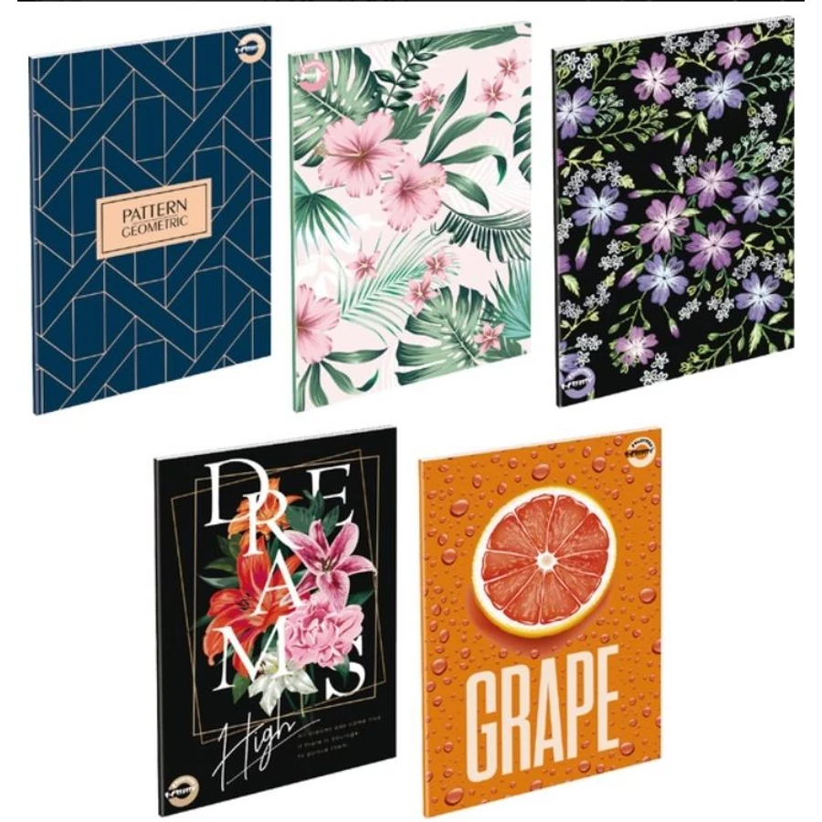 *55441 FÜZET A4 T-CREA Premium sima 40lap 80-40 dombor UV+metál