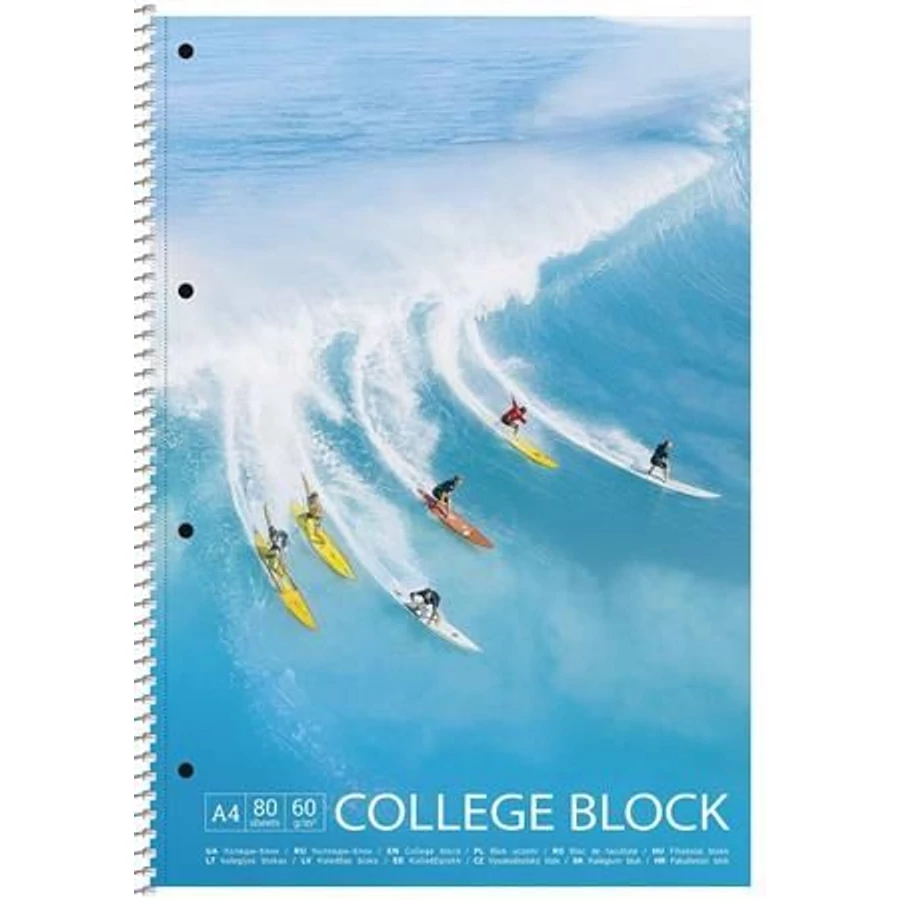 *55754 FÜZET spirál A4  SHKOLYARYK kockás 80l "College Block"