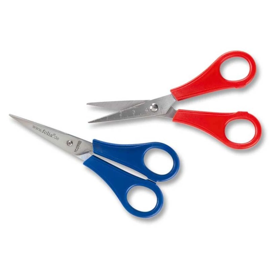 *55769 OLLÓ iskolai 13,5cm Folia hegyes végű kék/piros 7782