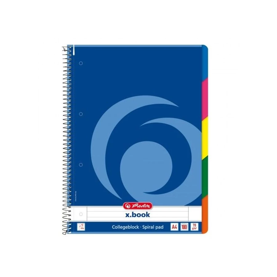 FÜZET spirál A4 HERLITZ college/x-book 100l szinregiszter 5*20l vonalas