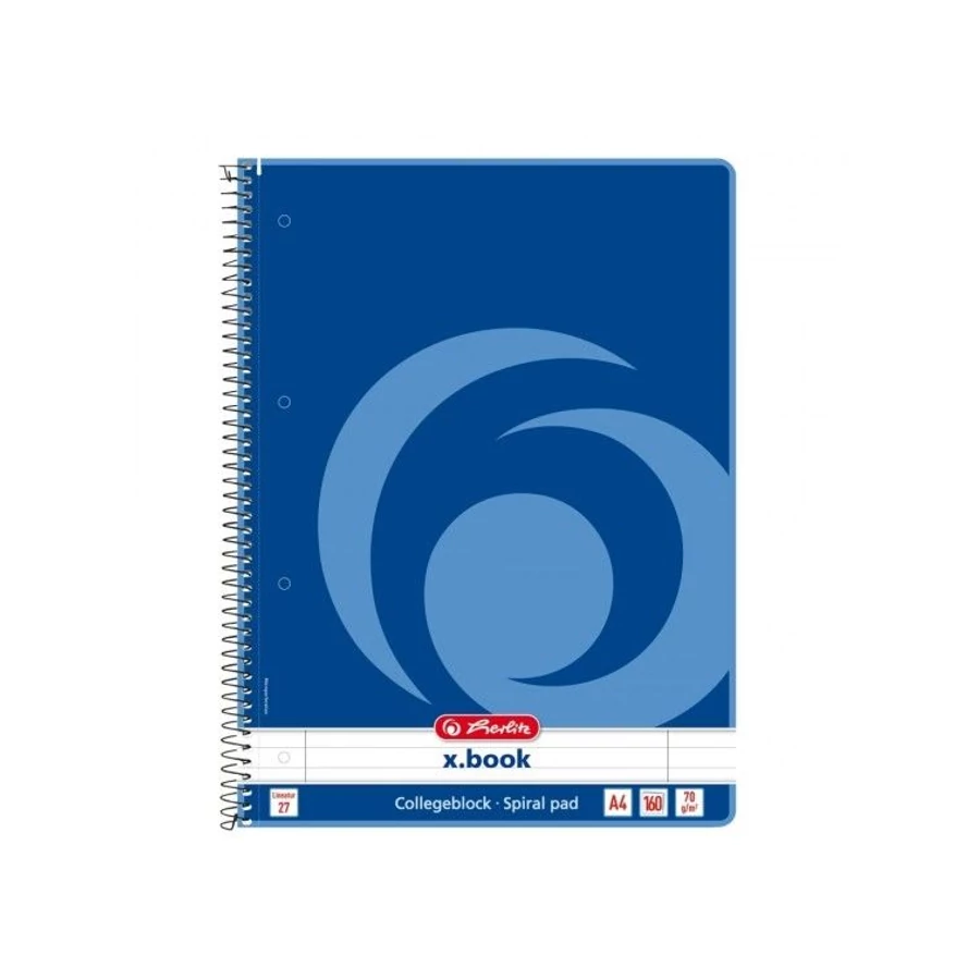 FÜZET spirál A4 HERLITZ college/x-book 160l lefüzhető vonalas