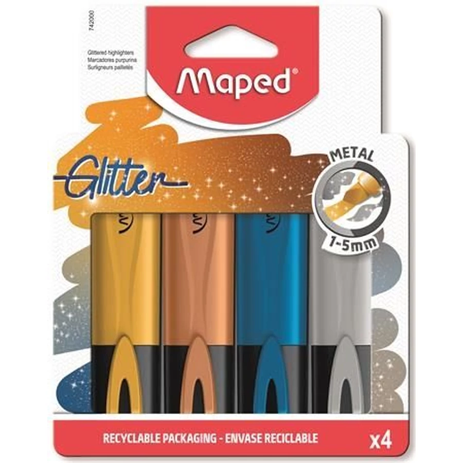 SZÖVEGKIEMELŐ készlet MAPED  4  "Glitter Fluo Peps"  metál színek