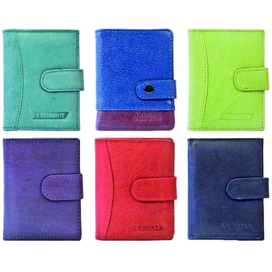 *56111 SZEMÉLYI IRATOK 10 zsebes bőr, álló patentos vegyes szín