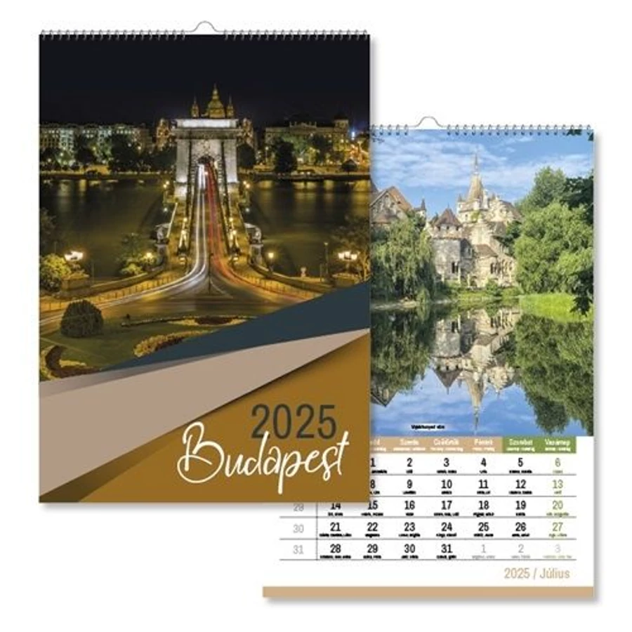 *56449 FALINAPTÁR 2025 pd A4 Budapest 21*30cm spirálozott