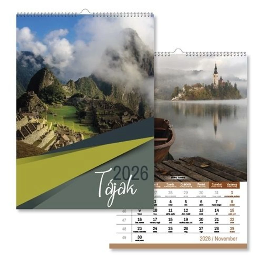 *56453 FALINAPTÁR 2026 pd A4 Tájak 21*30cm spirálozott