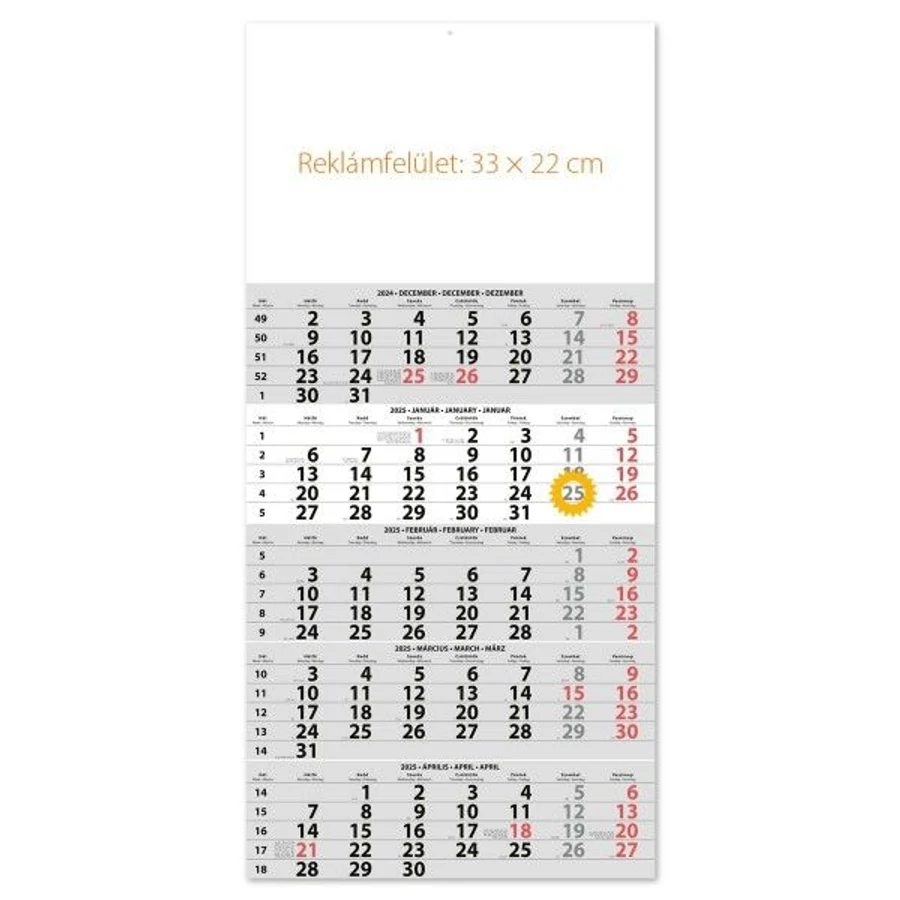 *56533 FALINAPTÁR SPEDITŐR 2025 SP-15 kép nélkül 1 tömbös 5 havi DAYLINER 33*88cm